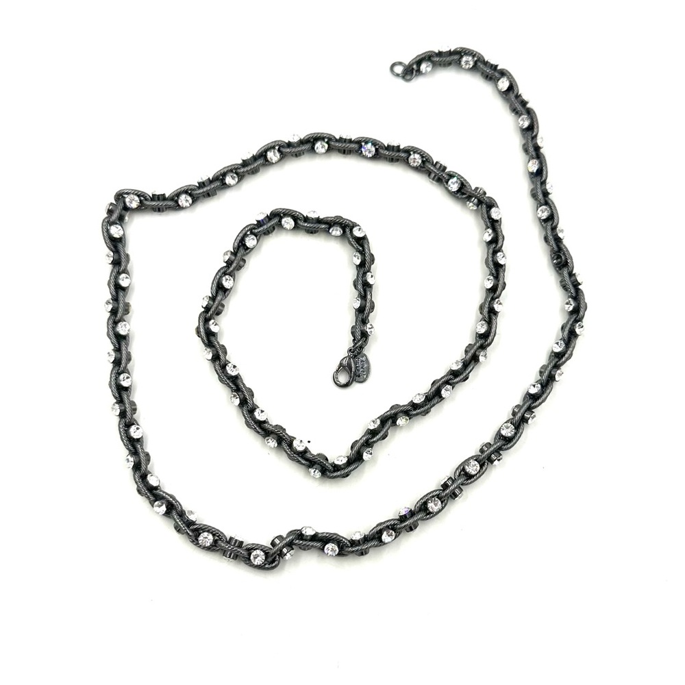 Nolan Miller Australian Crystal Gunmetal Rope Chain Necklace NWOT - Picture 2 of 10